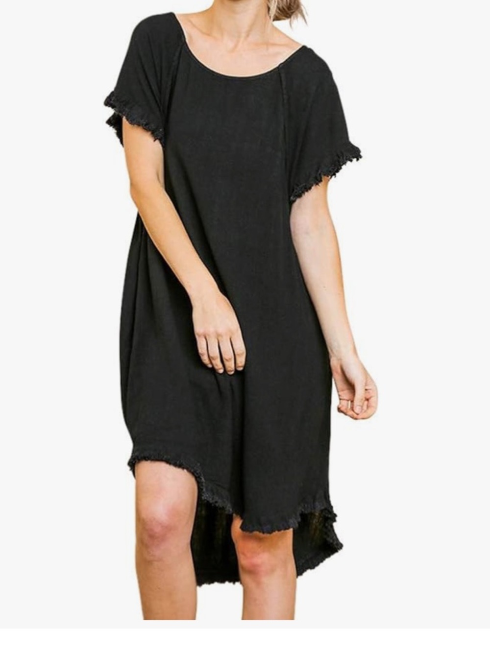 NWOT Umgee Black High-Low Linen Blend Shift Dress. Size large.